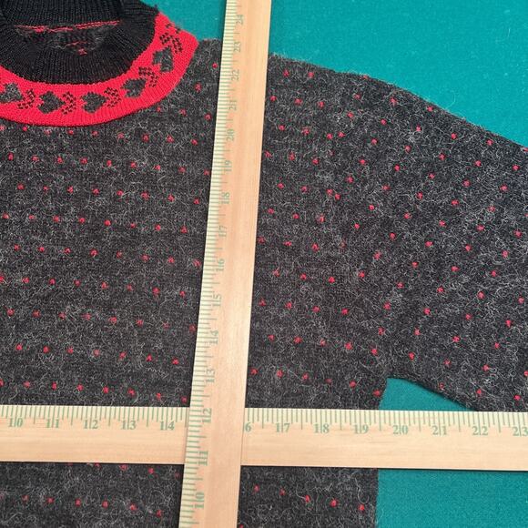 Vintage Garland Sweater Womens L Large Paisley Red Textured USA Made Grandma 80s - Picture 2 of 5